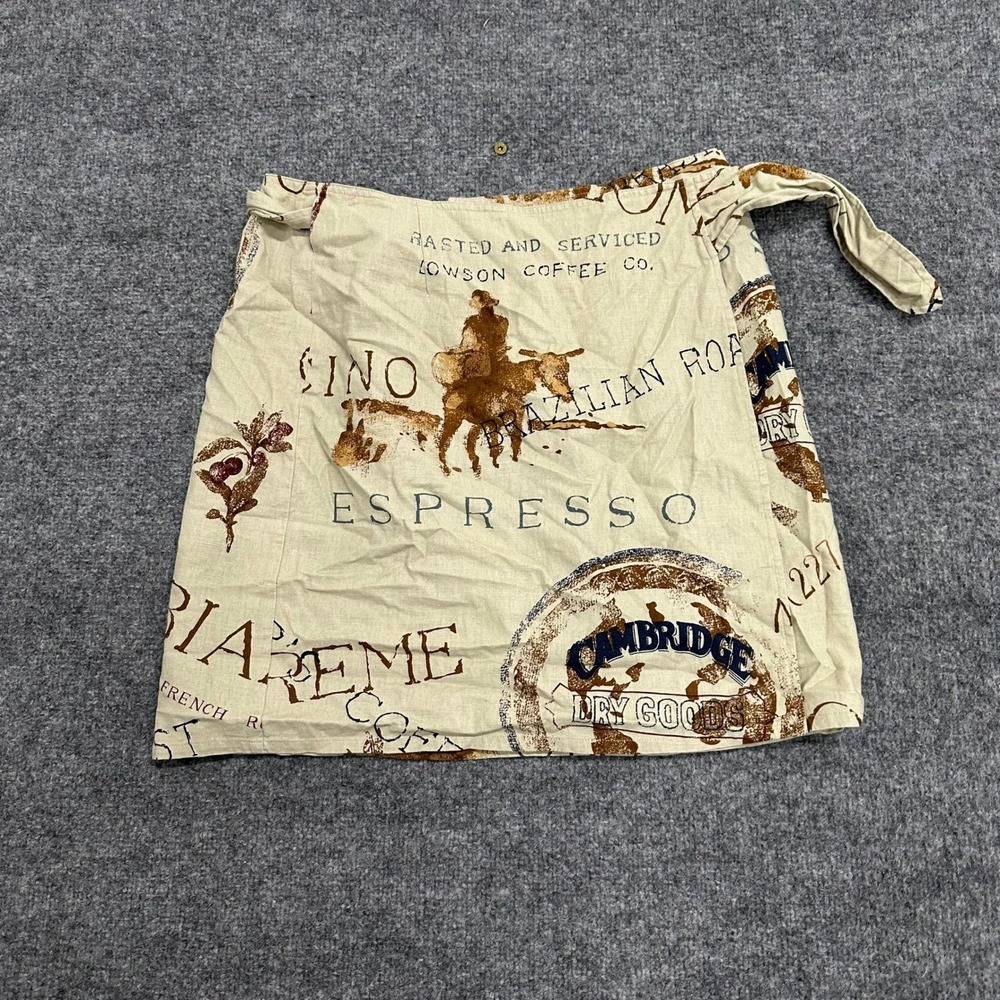 Cambridge Dry Goods Skirt Womens Size 8 Beige Linen Blend Coffee Print Wrap Mini